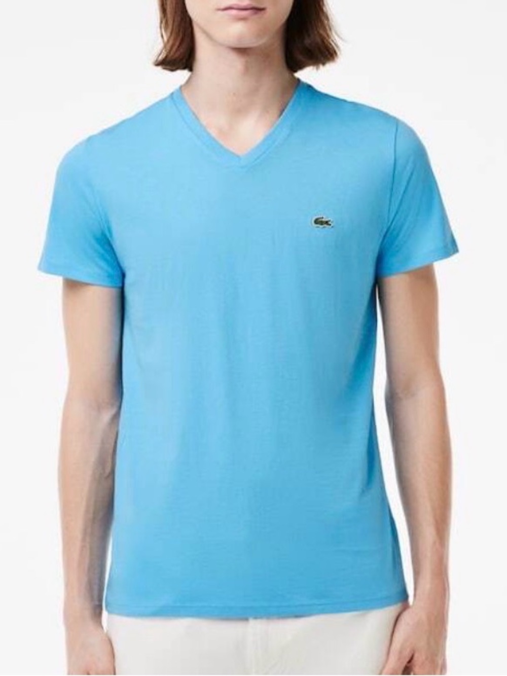 Lacoste Men’s Sky Blue V-Neck Short Sleeve Tee